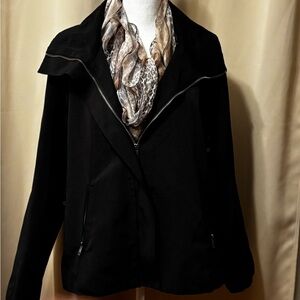 Chico's Black Trench Coat with Zipper Detail